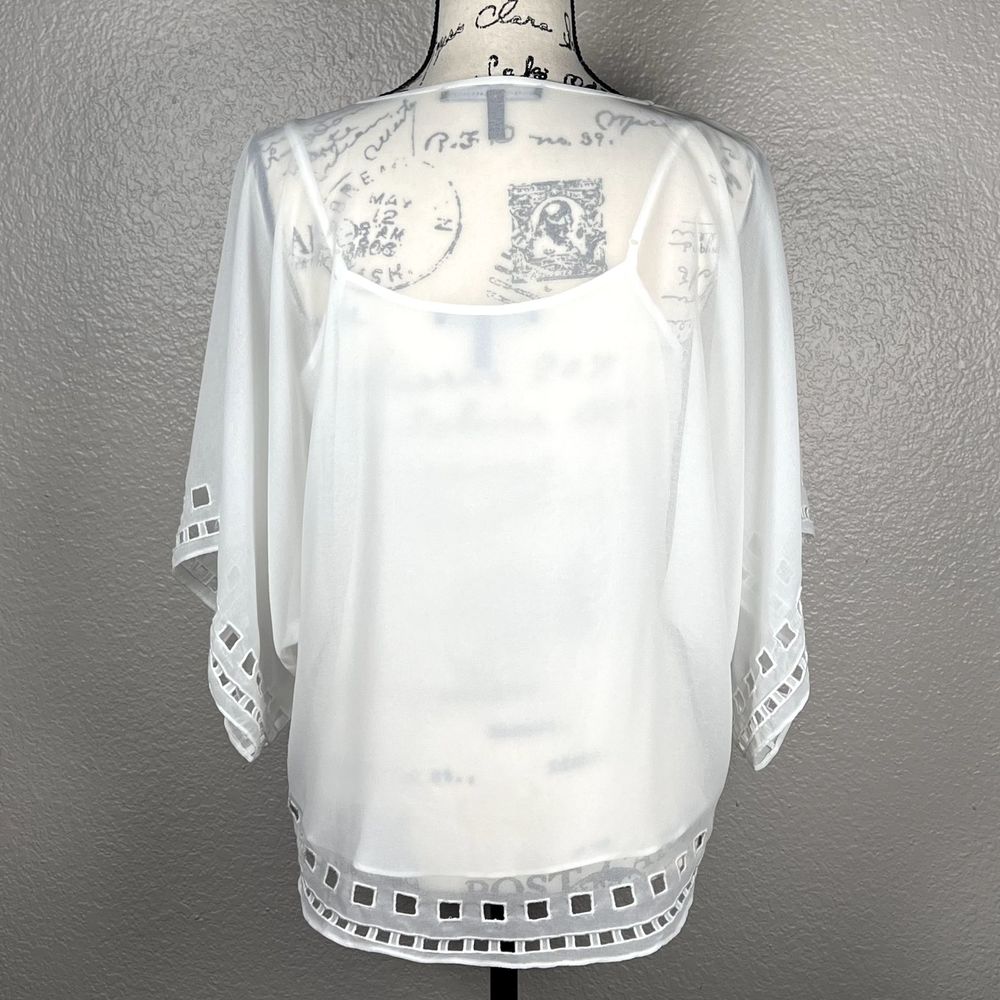 White House Black Market Sz S/P White Camisole and Blouse Dolman Sleeves Cutouts - Picture 2 of 10